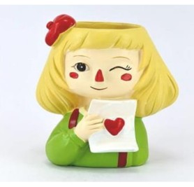 Sweet Heart Girl Resin Pot